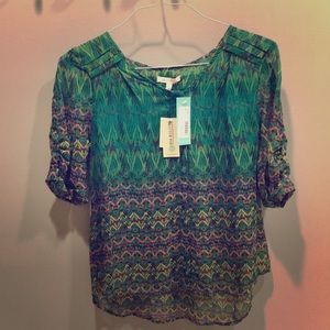Stitch Fix Sheer Green Top with detailing